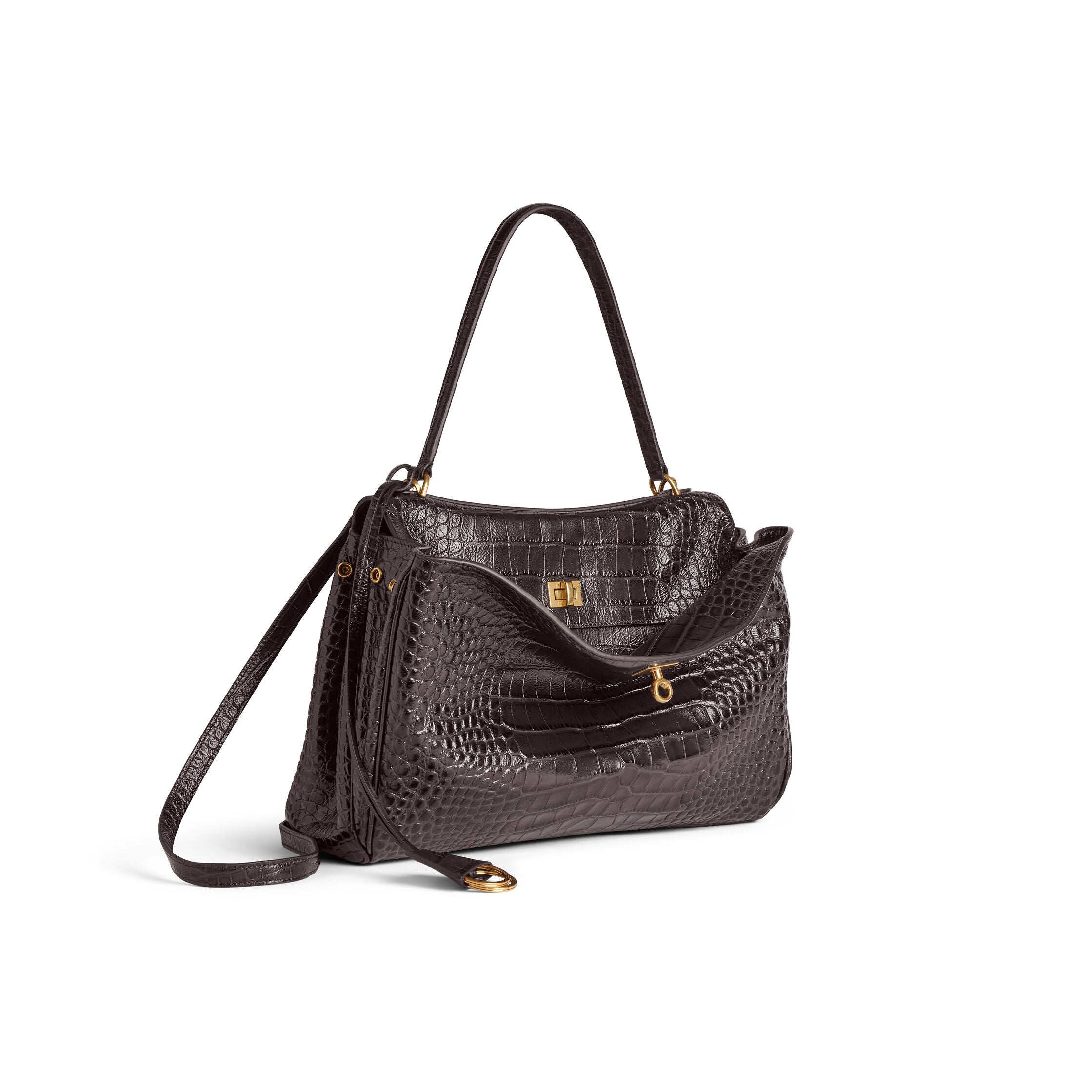 Balenciaga medium black croco print Rodeo