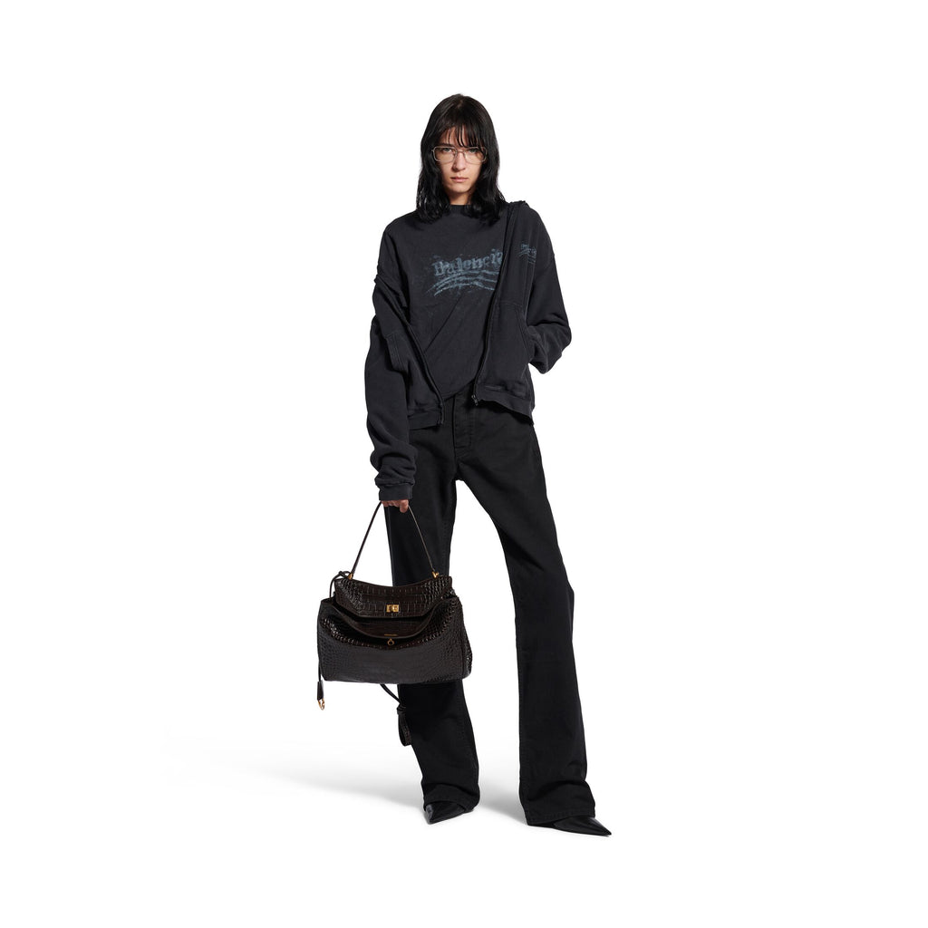 Balenciaga medium black croco print Rodeo